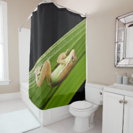 Kleine kikker op een blad douchegordijn