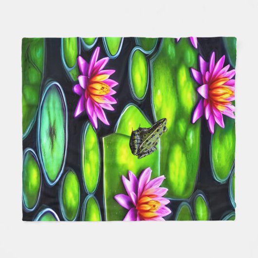 Kleine kikker op Lily Pad Fleece Deken (Voorkant (Horizontaal))