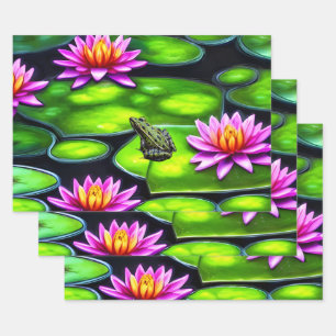 Kleine kikker op Lily Pad Inpakpapier Vel