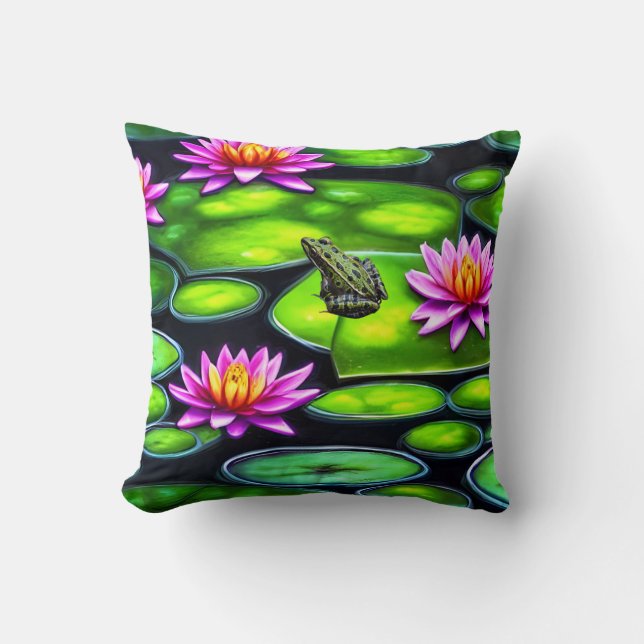 Kleine kikker op Lily Pad Kussen (Voorkant)