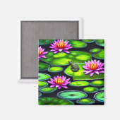 Kleine kikker op Lily Pad Magneet (Voorkant / Achterkant)