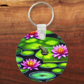 Kleine kikker op Lily Pad Sleutelhanger (Voorkant)