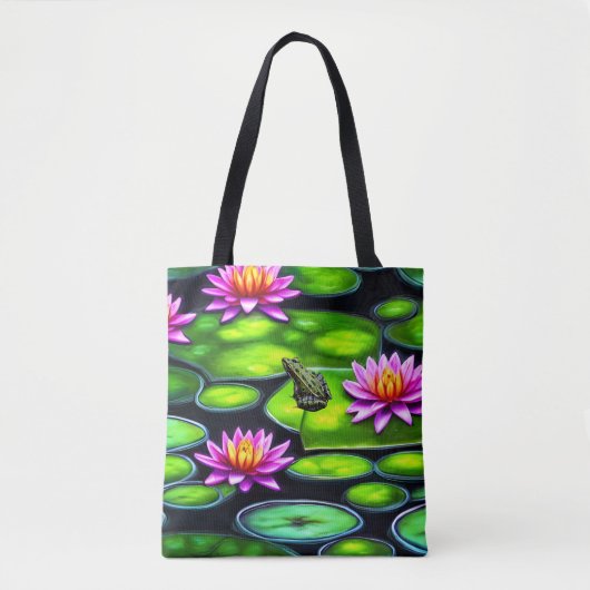 Kleine kikker op Lily Pad Tote Bag (Voorkant)