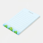 Kleine kikkers die op lichtblauw worden aangeboden post-it® notes (Schuin)