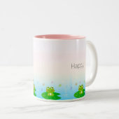 Kleine kikkers in parelkleurstoffen tweekleurige koffiemok (Voorkant rechts)