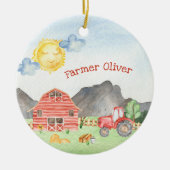Kleine Kinder boer met voornaam Kerstmis Keramisch Ornament (Voorkant)