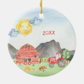 Kleine Kinder boer met voornaam Kerstmis Keramisch Ornament (Achterkant)