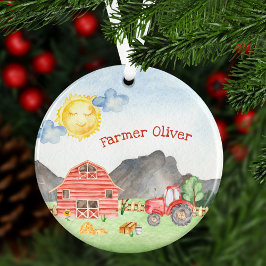 Kleine Kinder boer met voornaam Kerstmis Ornament