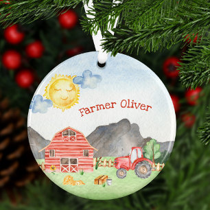 Kleine Kinder boer met voornaam Kerstmis Ornament