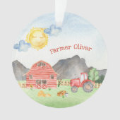 Kleine Kinder boer met voornaam Kerstmis Ornament (voorkant)