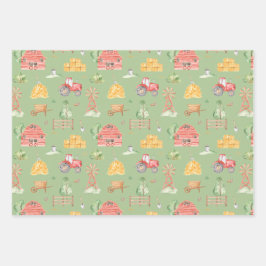 Kleine Kinder Boerderijen en dierentuin Inpakpapier Vel