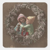 Kleine Kinder Embracing Vierkante Sticker (Voorkant)