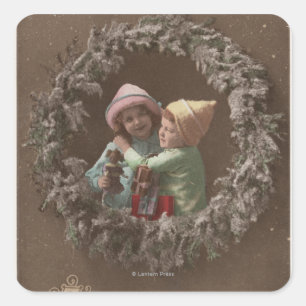 Kleine Kinder Embracing Vierkante Sticker