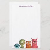 Kleine Kinder Monsters Briefpapier (Voorkant / Achterkant)