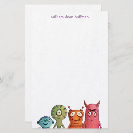 Kleine Kinder Monsters Briefpapier (Voorkant / Achterkant)