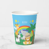 Kleine Kinder Safari-Oerwouden en voornaam Papieren Bekers (Achterkant)