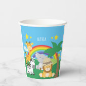 Kleine Kinder Safari-Oerwouden en voornaam Papieren Bekers (Voorkant)