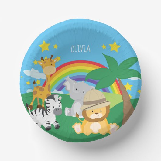 Kleine Kinder Safari-Oerwouden en voornaam Papieren Kommen (Voorkant)