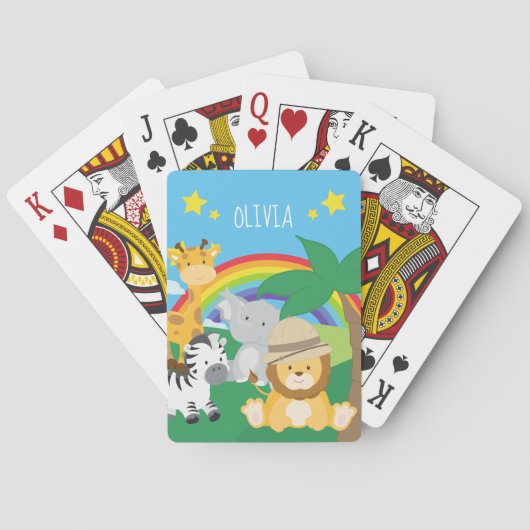 Kleine Kinder Safari-Oerwouden en voornaam Pokerkaarten (Achterkant)