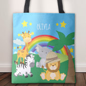 Kleine Kinder Safari-Oerwouden en voornaam Tote Bag