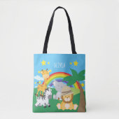 Kleine Kinder Safari-Oerwouden en voornaam Tote Bag (Voorkant)