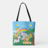 Kleine Kinder Safari-Oerwouden en voornaam Tote Bag (Achterkant)
