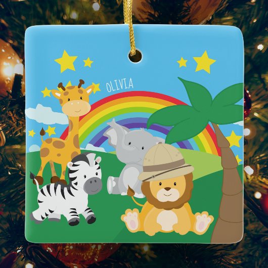Kleine Kinder Safari Oerwouden Keramisch Ornament