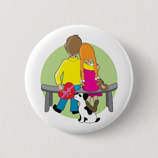 Kleine Kinder Valentijn Ronde Button 5,7 Cm (Voorkant)