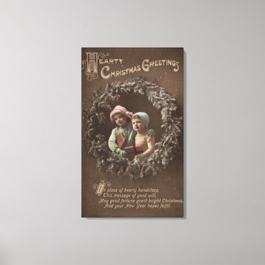 Kleine Kinderen in Armclasp Canvas Afdruk (Voorkant)