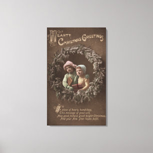Kleine Kinderen in Armclasp Canvas Afdruk