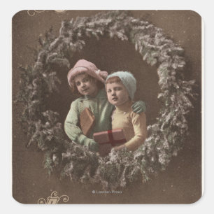 Kleine Kinderen in Armclasp Vierkante Sticker