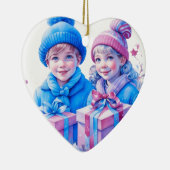  kleine kinderen kerst gepersonaliseerd keramisch ornament (Rechts)