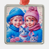  kleine kinderen kerst gepersonaliseerd metalen ornament (Voorkant)