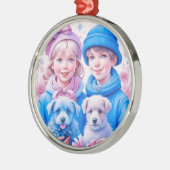  kleine kinderen kerst gepersonaliseerd metalen ornament (Links)