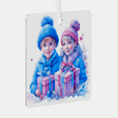  kleine kinderen kerst gepersonaliseerd metalen ornament (Voorkant Rechts)