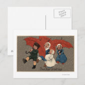 Kleine Kinderen met paraplu's Briefkaart (Voorkant / Achterkant)