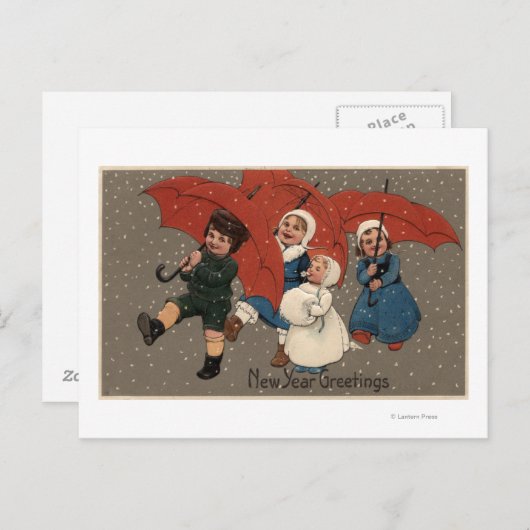 Kleine Kinderen met paraplu's Briefkaart (Voorkant / Achterkant)