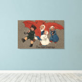 Kleine Kinderen met paraplu's Canvas Afdruk (Insitu (Houten vloer))