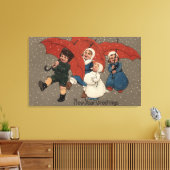 Kleine Kinderen met paraplu's Canvas Afdruk (Insitu (Woonkamer))