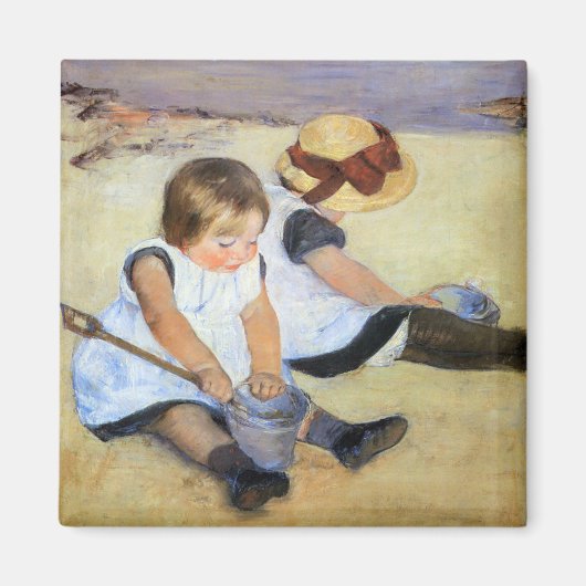 Kleine kinderen spelen op het strand (Mary Cassatt Magneet (Voorkant)