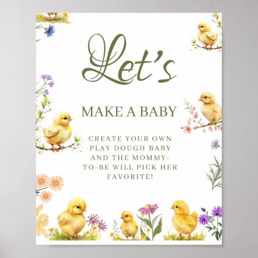 Kleine kip maak een Baby Baby shower Spelbord Poster (Voorkant)