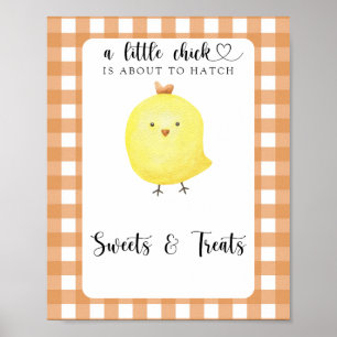 Kleine kip - snoep en traktaties baby shower poster