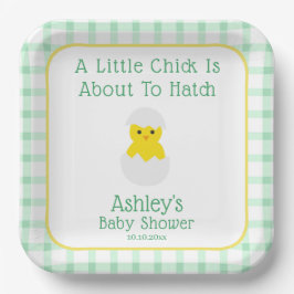 Kleine kip uit te komen geslachtsneutrale babyshow papieren bordje