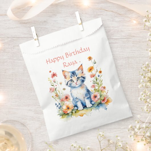 Kleine Kitten Meisje Verjaardagsfeestje Gepersonal Bedankzakje (Geknipt)