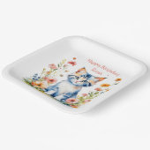 Kleine Kitten Meisje Verjaardagsfeestje Gepersonal Papieren Bordje (Gebogen)