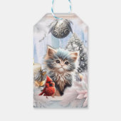 Kleine kitten met vogel. cadeaulabel (Achterkant)