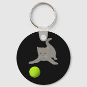 Kleine kitten spelen met een tennisbal kat sleutelhanger (Achterkant)