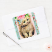 Kleine Kitten Stickers Bloemen Shabby Chic (Envelop)