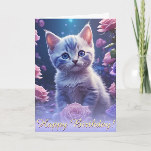 Kleine kitten te midden van kosmische amethist Roz Kaart (Voorkant)