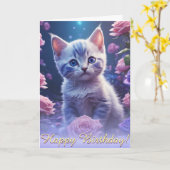 Kleine kitten te midden van kosmische amethist Roz Kaart (Gele Bloem)